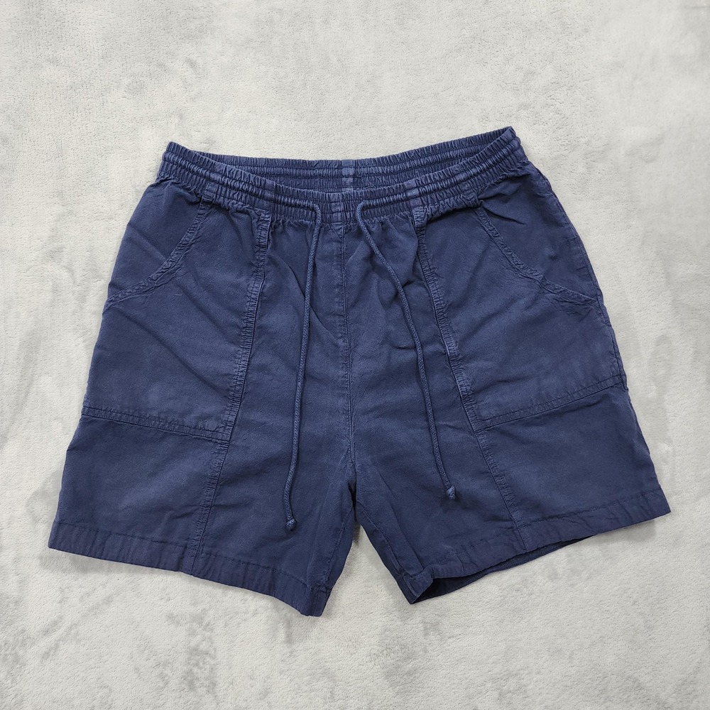 Vintage White Stag Shorts Womens M Blue Cargo Utility Pull On Drawstring Casual